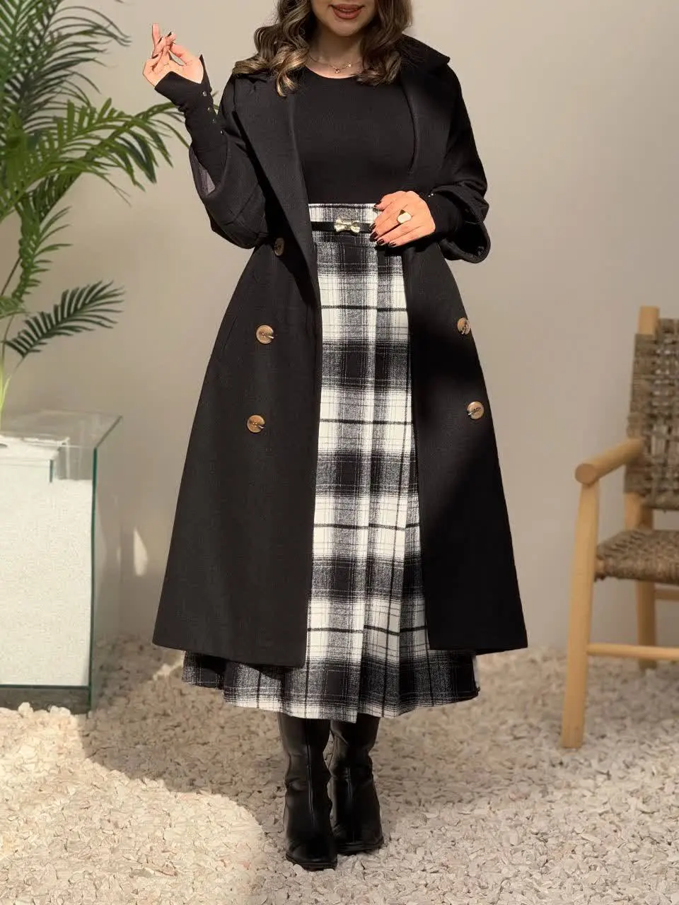 3761- دامن چهارخونه پاییزه